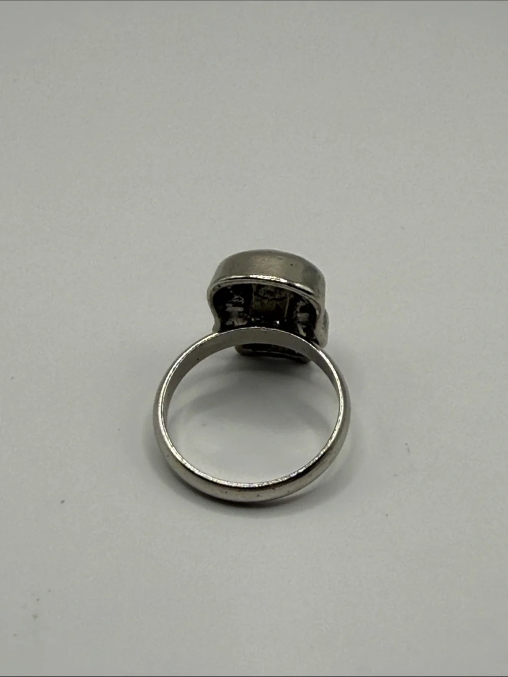 Vintage Silver Tone Skull Gothic Large Cocktail Statement Ring Size 7